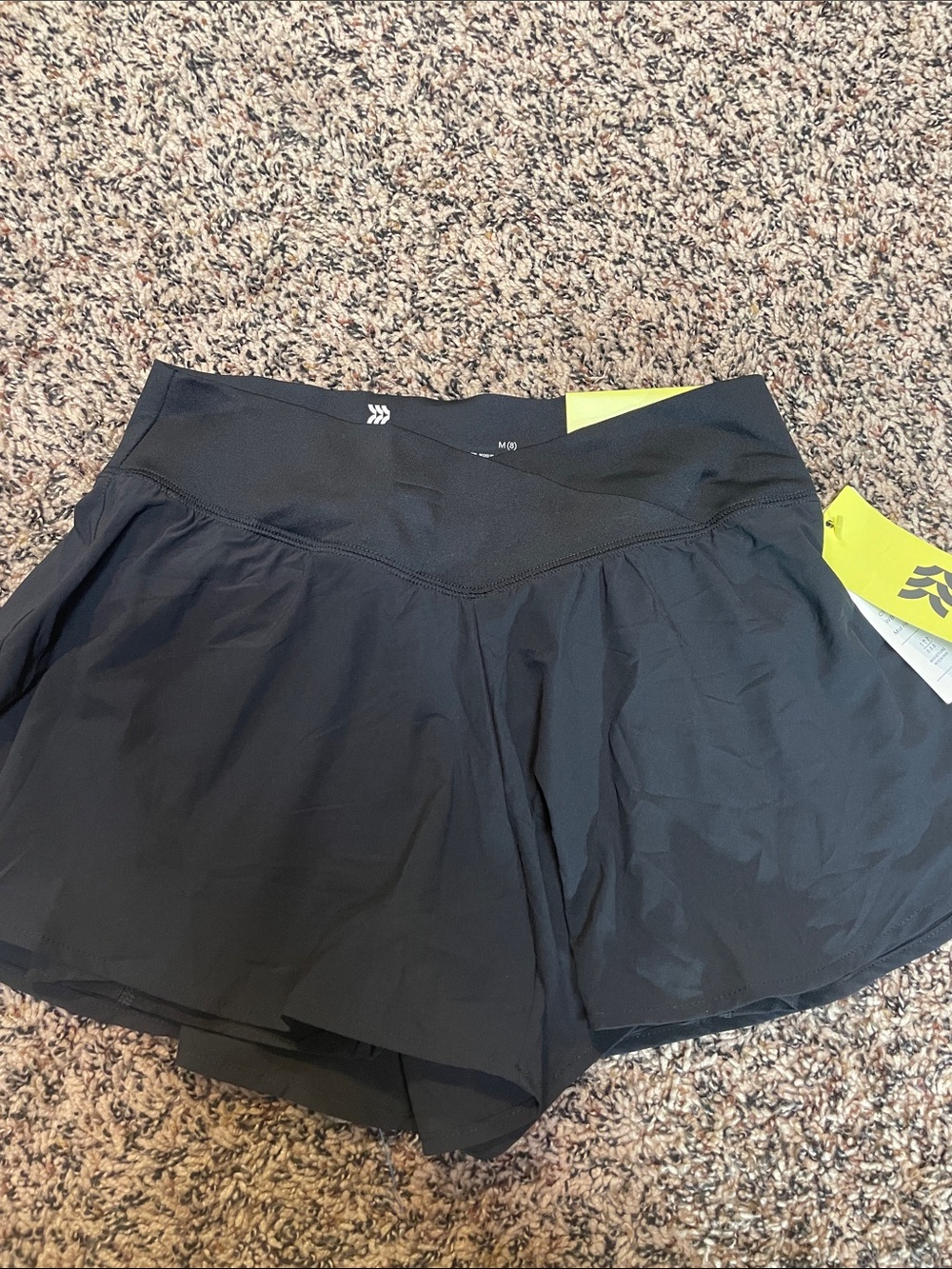 All In Motion Crossover Waist Loose Fit Lined Black Girls Shorts M (8) NWT